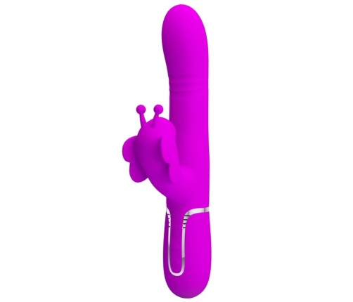 PRETTY LOVE - VIBRADOR RABBIT MULTIFUNCIÓN 4 EN 1 MARIPOSA FUCSIA