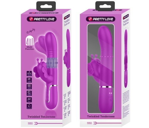PRETTY LOVE - VIBRADOR RABBIT MULTIFUNCIÓN 4 EN 1 MARIPOSA FUCSIA