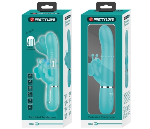 PRETTY LOVE - MULTIFUNCTION RABBIT VIBRATOR 4 IN 1 BUTTERFLY AQUA GREEN