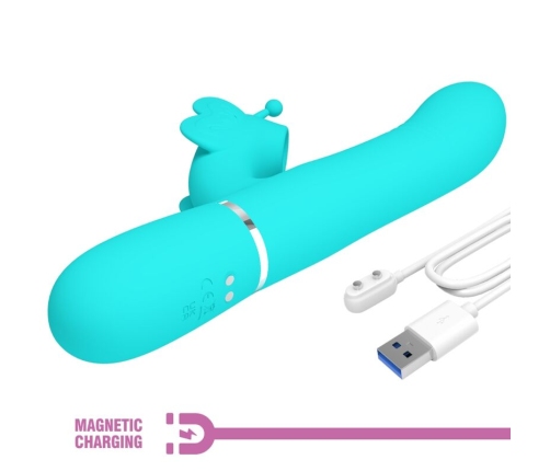 PRETTY LOVE - MULTIFUNCTION RABBIT VIBRATOR 4 IN 1 BUTTERFLY AQUA GREEN