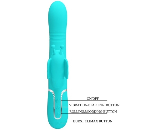 PRETTY LOVE - MULTIFUNCTION RABBIT VIBRATOR 4 IN 1 BUTTERFLY AQUA GREEN