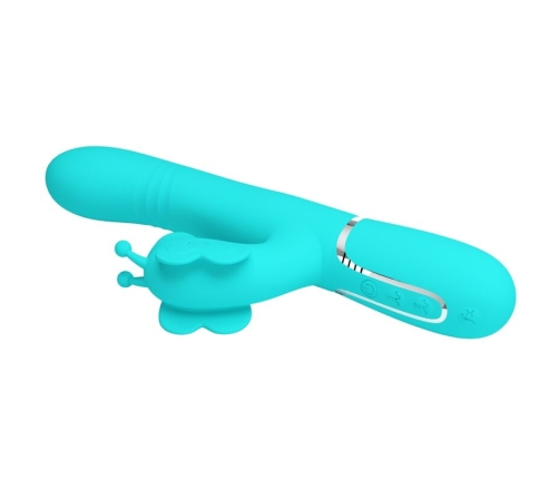 PRETTY LOVE - MULTIFUNCTION RABBIT VIBRATOR 4 IN 1 BUTTERFLY AQUA GREEN