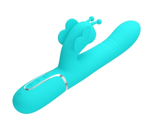 PRETTY LOVE - MULTIFUNCTION RABBIT VIBRATOR 4 IN 1 BUTTERFLY AQUA GREEN