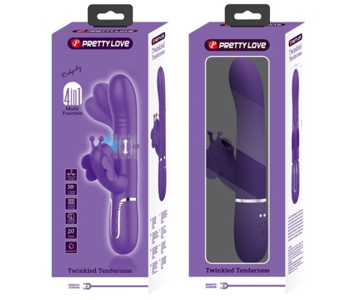 PRETTY LOVE - MULTIFUNCTION RABBIT VIBRATOR 4 IN 1 BUTTERFLY PURPLE