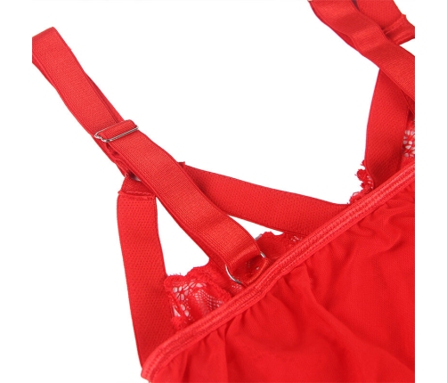 SUBBLIME - TEDDY WITH GARTER STRAP DETAIL CHEST RED S/M