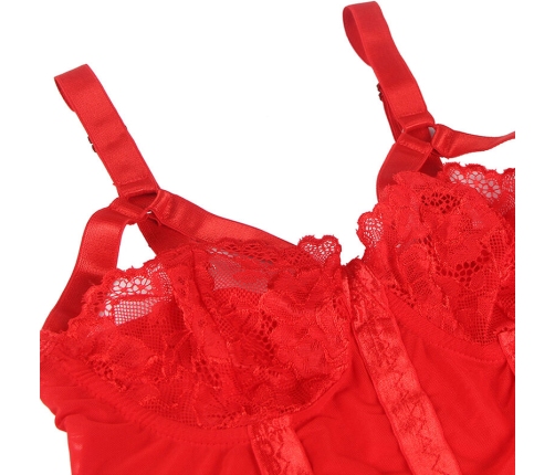 SUBBLIME - TEDDY WITH GARTER STRAP DETAIL CHEST RED S/M