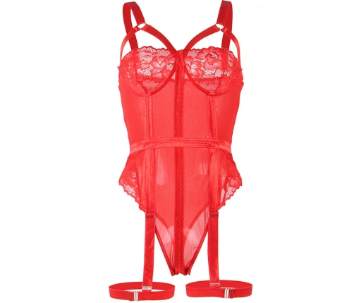 SUBBLIME - TEDDY WITH GARTER STRAP DETAIL CHEST RED S/M