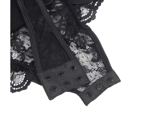 SUBBLIME - TEDDY WITH GARTER WITH LACE DETAIL AND STRIPS BLACK L/XL