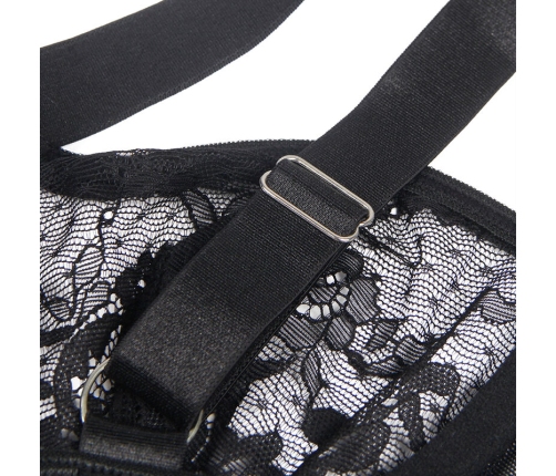 SUBBLIME - TEDDY WITH GARTER WITH LACE DETAIL AND STRIPS BLACK L/XL