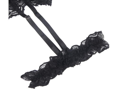 SUBBLIME - TEDDY WITH GARTER WITH LACE DETAIL AND STRIPS BLACK L/XL