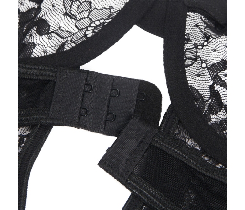 SUBBLIME - TEDDY WITH GARTER WITH LACE DETAIL AND STRIPS BLACK L/XL