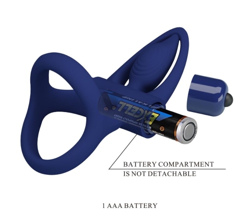 PRETTY LOVE - MAT DOUBLE RING WITH VIBRATION & STIMULATOR BLUE