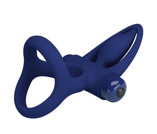 PRETTY LOVE - MAT DOUBLE RING WITH VIBRATION & STIMULATOR BLUE