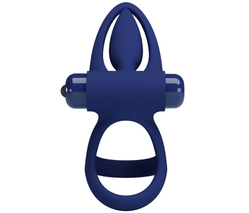 PRETTY LOVE - MAT DOUBLE RING WITH VIBRATION & STIMULATOR BLUE