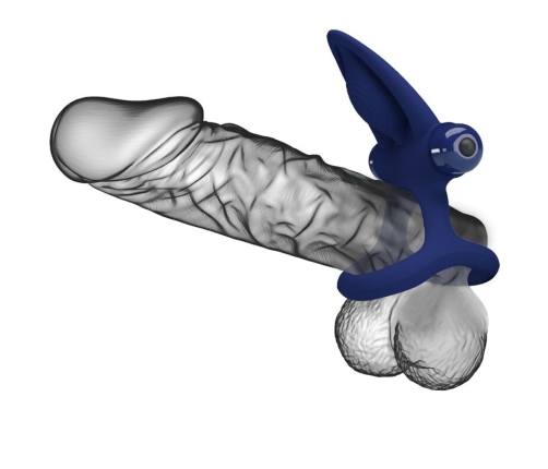 PRETTY LOVE - MAT DOUBLE RING WITH VIBRATION & STIMULATOR BLUE