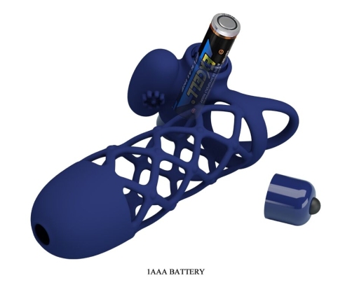 PRETTY LOVE - GIANN VIBRATOR RING WITH SILICONE SHEATH BLUE