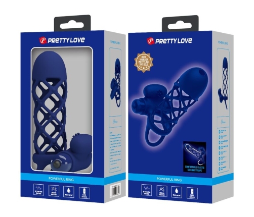 PRETTY LOVE - GIANN VIBRATOR RING WITH SILICONE SHEATH BLUE