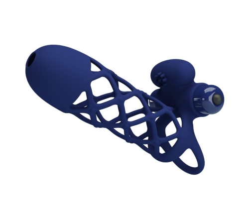 PRETTY LOVE - GIANN VIBRATOR RING WITH SILICONE SHEATH BLUE