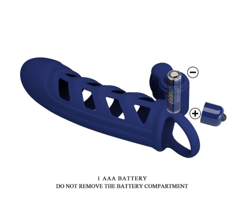 PRETTY LOVE - ALTAF VIBRATOR RING WITH SILICONE SHEATH BLUE