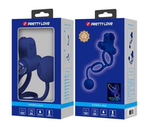 PRETTY LOVE - REMINGTON DOUBLE VIBRATING RING WITH PLUG BLUE