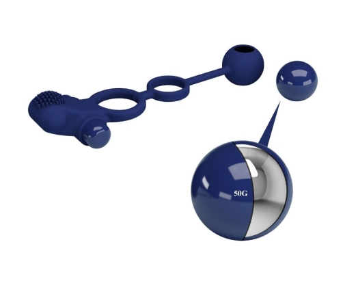 PRETTY LOVE - REMINGTON DOUBLE VIBRATING RING WITH PLUG BLUE