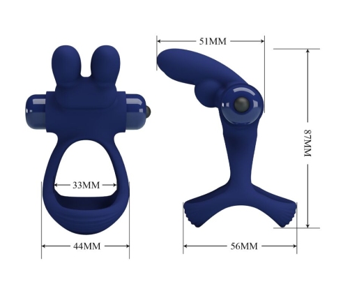 PRETTY LOVE - FRANCISCO DOUBLE VIBRATING RING RABBIT BLUE