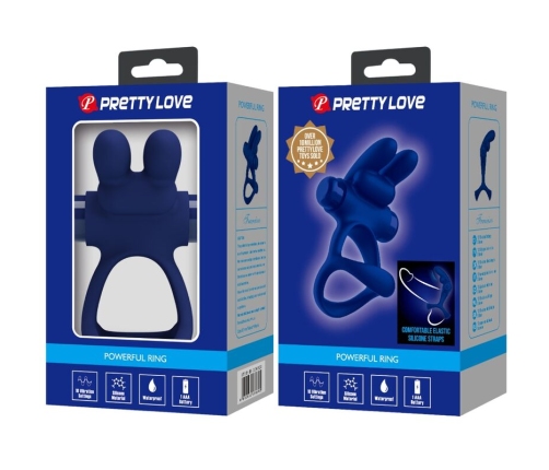 PRETTY LOVE - FRANCISCO DOUBLE VIBRATING RING RABBIT BLUE