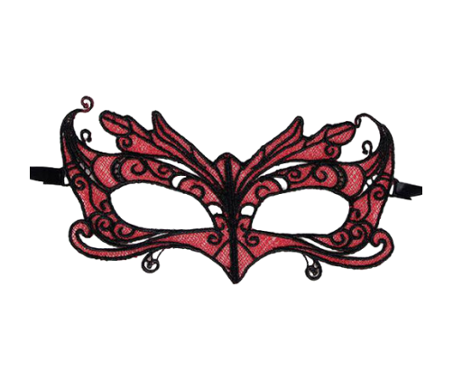 QUEEN LINGERIE - LACE MASK WITH RED DETAILS