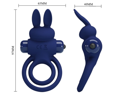 PRETTY LOVE - DAREY DOUBLE VIBRATING RING RABBIT BLUE