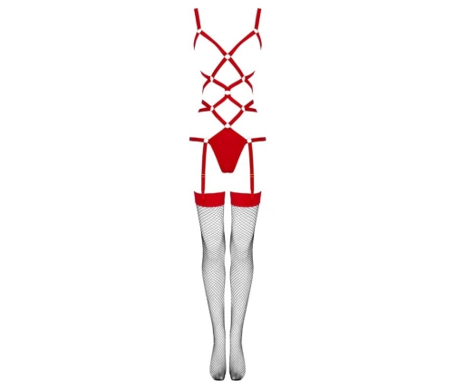 LIVCO CORSETTI FASHION - THIARA LC 20213 SET BODY + STOCKINGS RED S/M