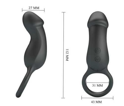 PRETTY LOVE - TRAE VIBRATING BLACK RING WITH STIMULATOR