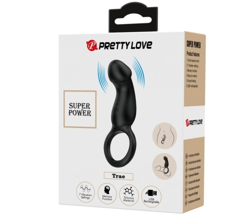 PRETTY LOVE - TRAE VIBRATING BLACK RING WITH STIMULATOR