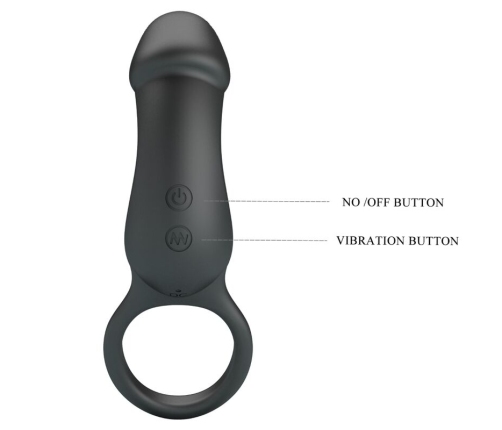 PRETTY LOVE - TRAE VIBRATING BLACK RING WITH STIMULATOR