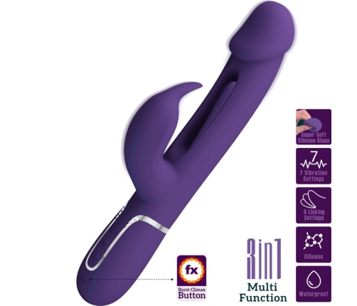 PRETTY LOVE - KAMPAS VIBRADOR RABBIT 3 EN 1 MULTIFUNCIÓN CON LENGUA VIOLETA