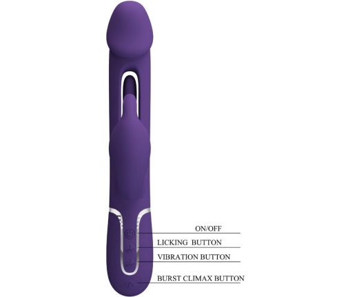 PRETTY LOVE - KAMPAS VIBRADOR RABBIT 3 EN 1 MULTIFUNCIÓN CON LENGUA VIOLETA