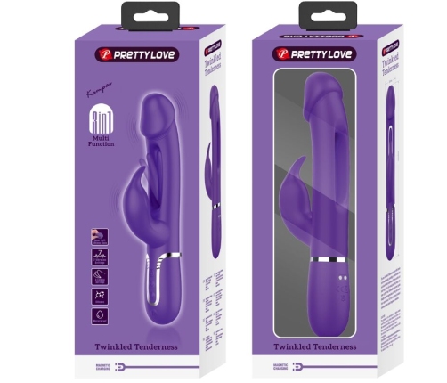 PRETTY LOVE - KAMPAS VIBRADOR RABBIT 3 EN 1 MULTIFUNCIÓN CON LENGUA VIOLETA