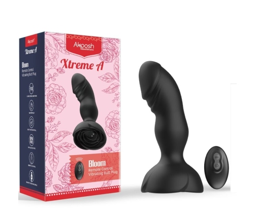 ARMONY - EXTREME A BLOOM ROSE VIBRATOR & ANAL PLUG REMOTE CONTROL BLACK