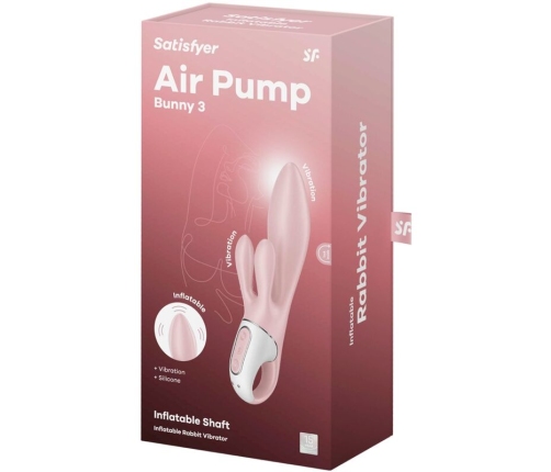 SATISFYER - AIR PUMP BUNNY 3 INFLATABLE RABBIT VIBRATOR PINK