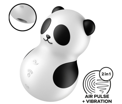 SATISFYER - POCKET PANDA STIMULATOR & VIBRATOR BLACK AND WHITE