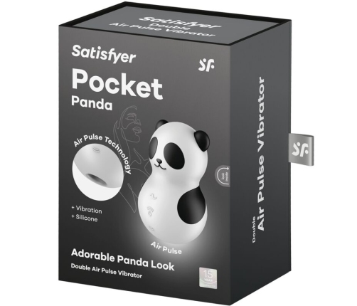 SATISFYER - POCKET PANDA STIMULATOR & VIBRATOR BLACK AND WHITE