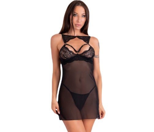 LIVCO CORSETTI FASHION - KROLINA LC 90734 CHEMISE + THONG BLACK S/M