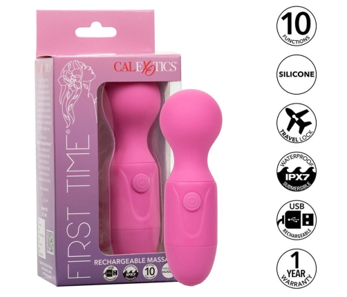 CALEXOTICS - FIRST TIME MASAJEADOR RECARGABLE 10 VIBRACIONES ROSA