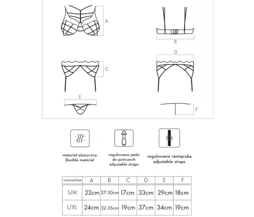 LIVCO CORSETTI FASHION - SOLEDAD LC 20217 BRA + PANTY + GARTER BELT S/M