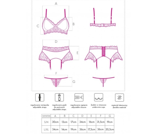 LIVCO CORSETTI FASHION - NAHIR LC 20214 BRA + PANTY + GARTER BELT L/XL