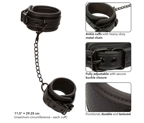CALEXOTICS - NOCTURNAL ANKLE CUFFS LEATHER ADJUSTABLE BLACK