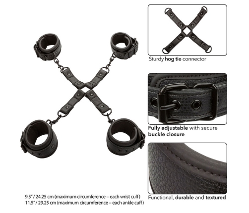 CALEXOTICS - NOCTURNAL HOG TIE CONNECTOR CUERO AJUSTABLE BLACK