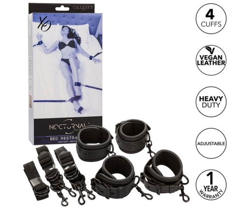 CALEXOTICS - NOCTURNAL RESTRICCIONES DE CAMA CUERO AJUSTABLE NEGRO