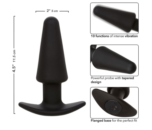 CALEXOTICS - ROCK BOTTOM TAPERED ANAL PLUG 10 VIBRACIONES SILICONE BLACK