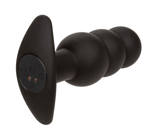 CALEXOTICS - ROCK BOTTOM BEADED ANAL PLUG 10 VIBRATIONS SILICONE BLACK
