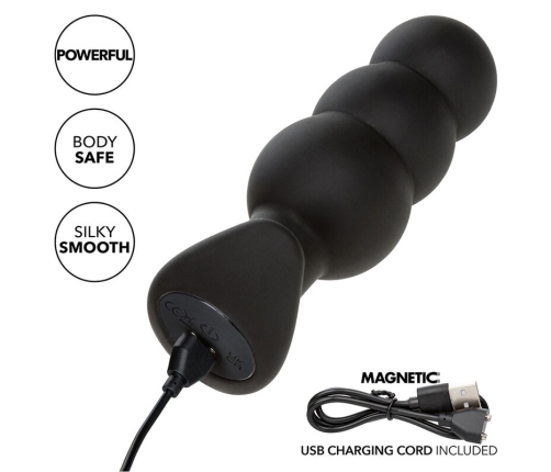 CALEXOTICS - ROCK BOTTOM BEADED ANAL PLUG 10 VIBRATIONS SILICONE BLACK